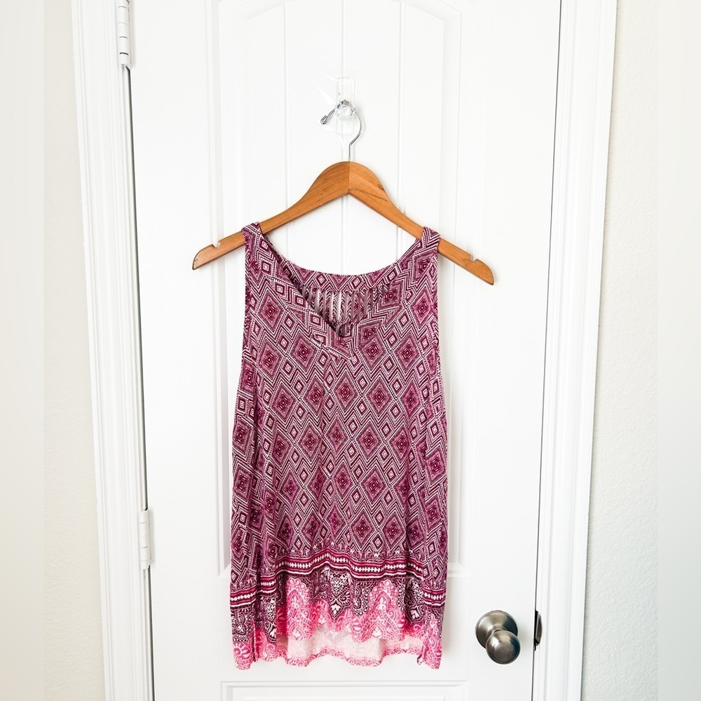Skies Are Blue Multicolor Patterned Tank Top Size Medium